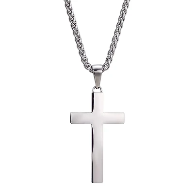 J.P. Army Men's Jewelry Stainless Steel 24 Inch Link Cross Pendant Necklace