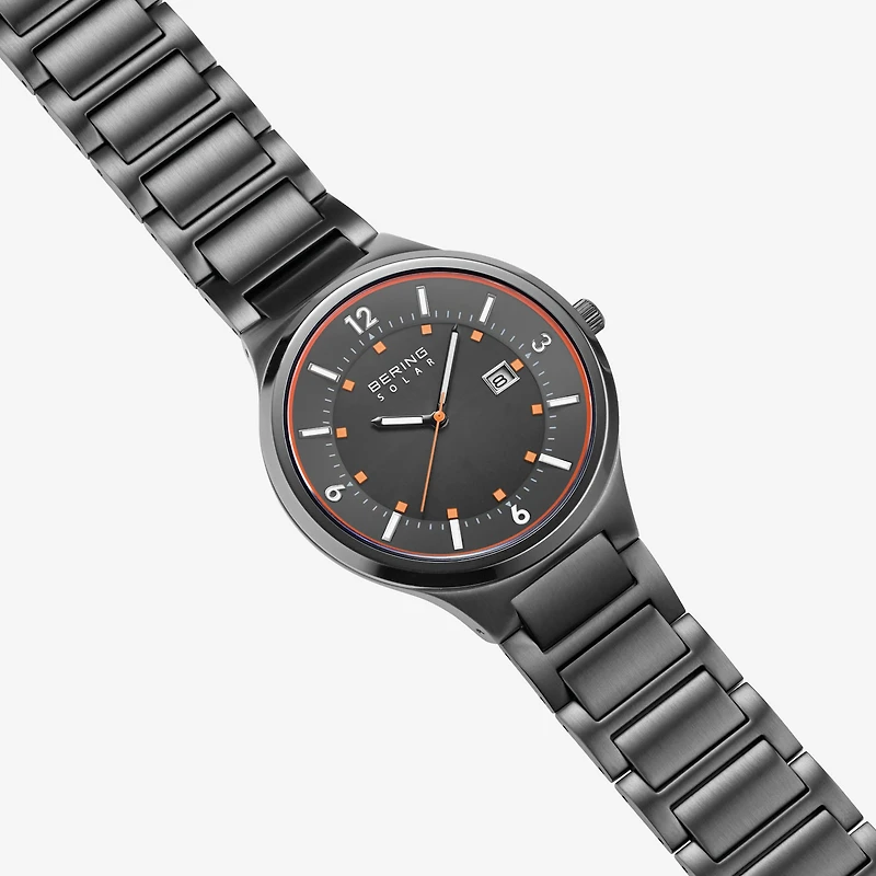 Bering Mens Gray Stainless Steel Bracelet Watch 14442-777