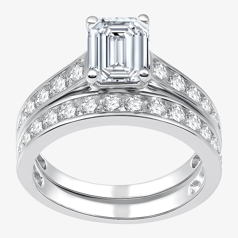(G-H / Si2-I1) Womens 2 1/2 CT. T.W. Lab Grown White Diamond 10K Gold Side Stone Bridal Set