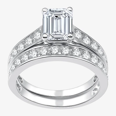 (G-H / Si2-I1) Womens 2 1/2 CT. T.W. Lab Grown White Diamond 10K Gold Side Stone Bridal Set