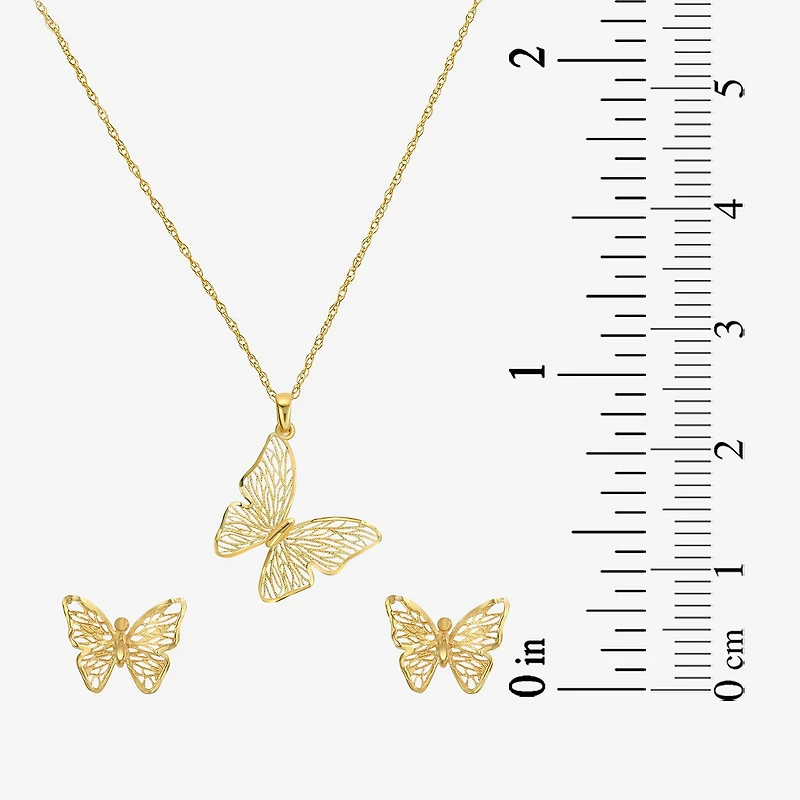 Made in Italy Womens 14K Gold Butterfly 2-pc. Jewelry Set