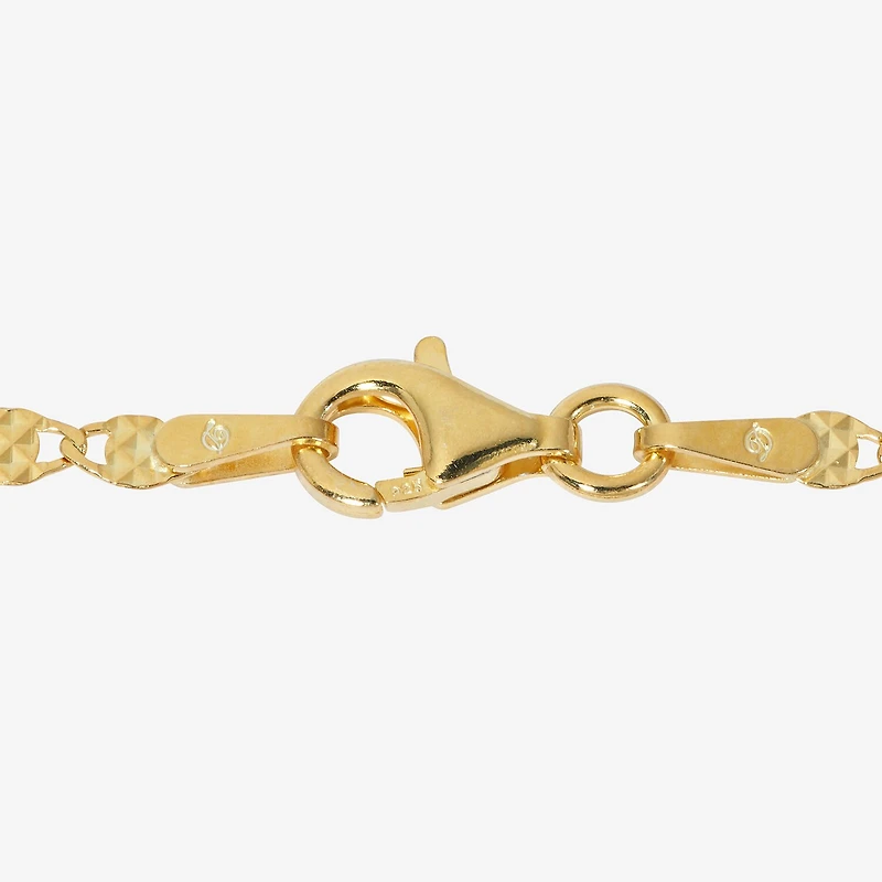 Made in Italy Womens 24K Gold Over Silver Semisolid Round 7.5 Inch Link Bracelet