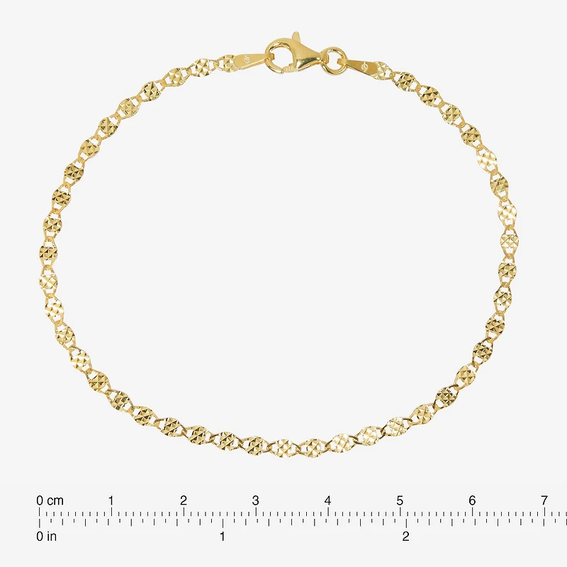 Made in Italy Womens 24K Gold Over Silver Semisolid Round 7.5 Inch Link Bracelet
