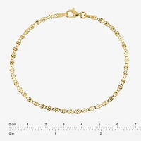 Made in Italy Womens 24K Gold Over Silver Semisolid Round 7.5 Inch Link Bracelet