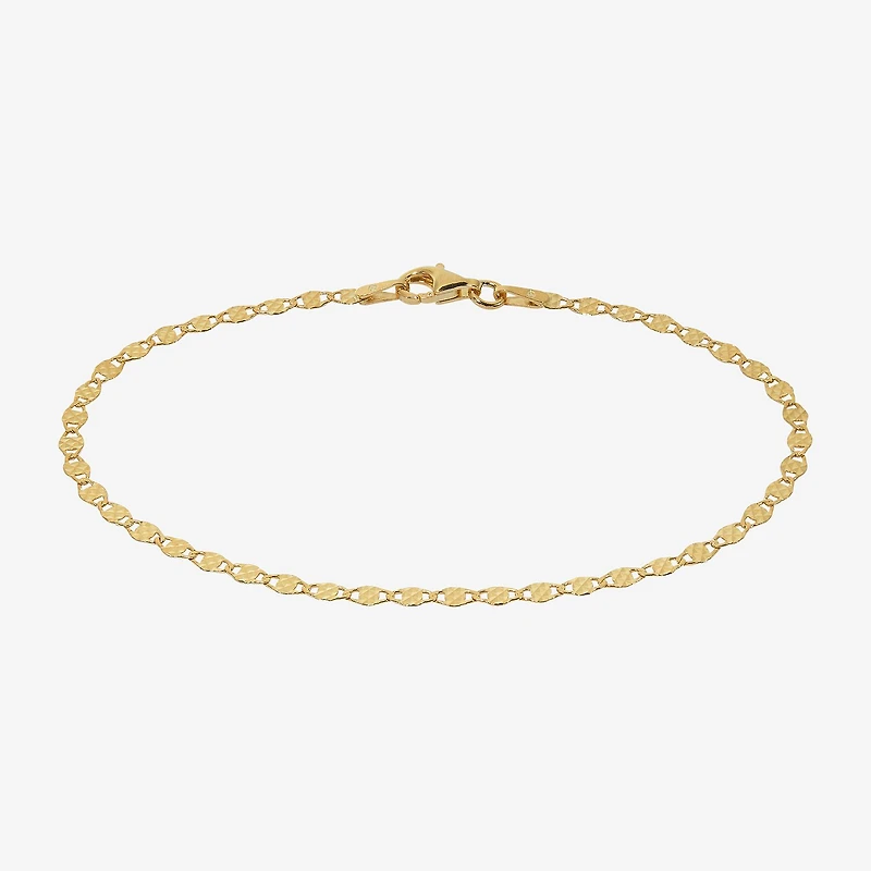 Made in Italy Womens 24K Gold Over Silver Semisolid Round 7.5 Inch Link Bracelet