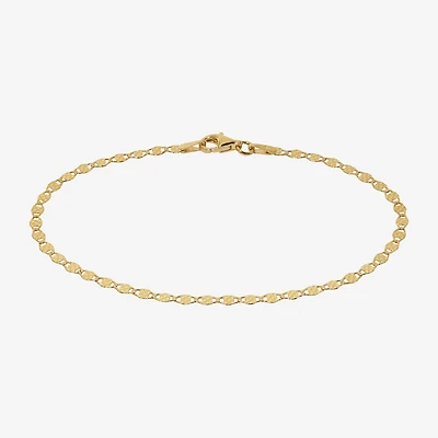 Made in Italy Womens 24K Gold Over Silver Semisolid Round 7.5 Inch Link Bracelet