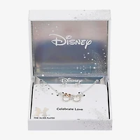 Disney Classics Womens Cubic Zirconia 14k Rose Gold Over Brass Pure Silver Over Brass Mickey Mouse Minnie Mouse 2-pc. Jewelry Set
