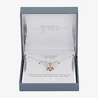 Gratitude & Grace Mom Womens Cubic Zirconia 14K Gold Over Brass Pure Silver Over Brass Angel 16 Inch Pendant Necklace