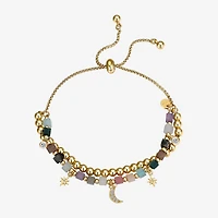 Footnotes Love Womens Cubic Zirconia 14K Gold Over Brass Moon Star Bolo Bracelet