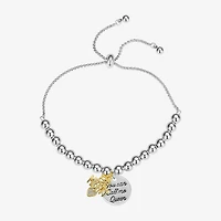 Footnotes Mighty Womens Cubic Zirconia Heart Round Bolo Bracelet