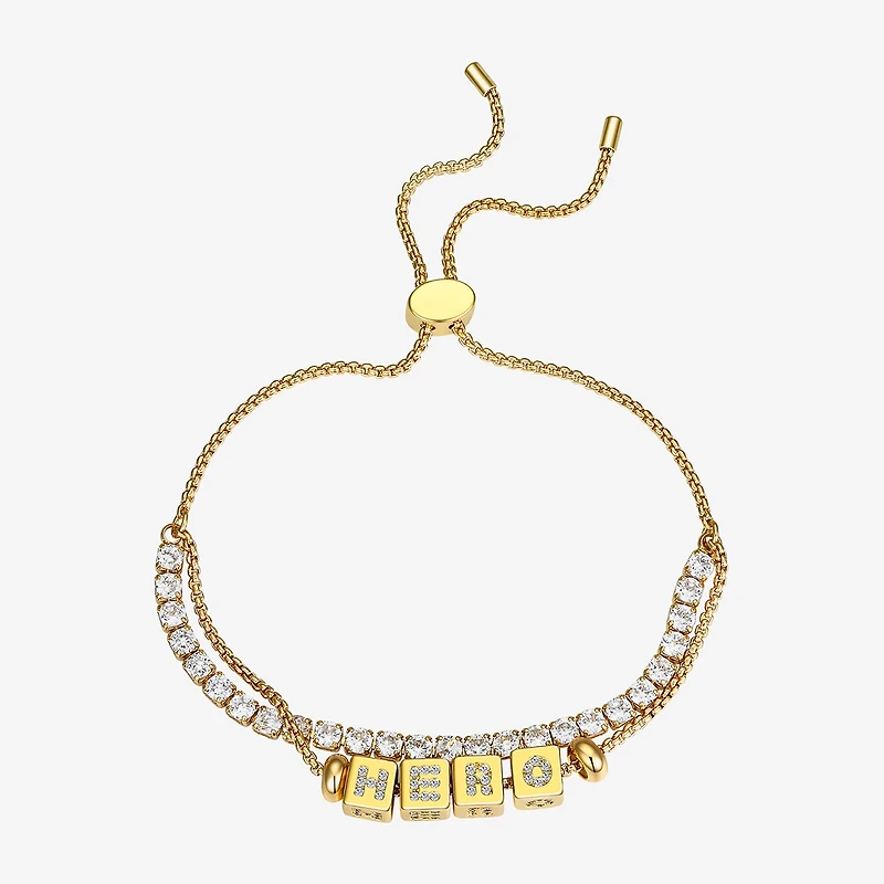 Footnotes Hero Womens Cubic Zirconia 14K Gold Over Brass Bolo Bracelet
