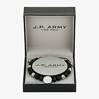 J.P. Army Our Lady Of Guadalupe Mens Onyx Stainless Steel Round Bolo Bracelet