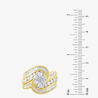 Diamond Blossom (H-I / I1) Womens 2 CT. T.W. Lab Grown White 10K Gold Side Stone Cocktail Ring