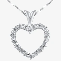 Womens 1/4 CT. T.W. Natural White Diamond 10K Gold Heart 18 Inch Pendant Necklace