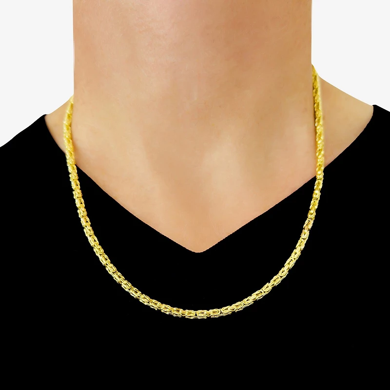 Unisex Adult 14K Gold 22 Inch Byzantine Chain Necklace