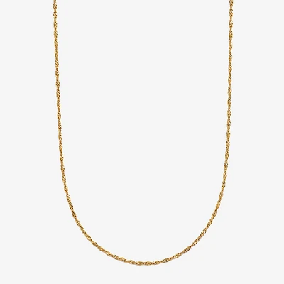 14K Gold 16 - 18 Inch Solid Singapore Chain Necklace
