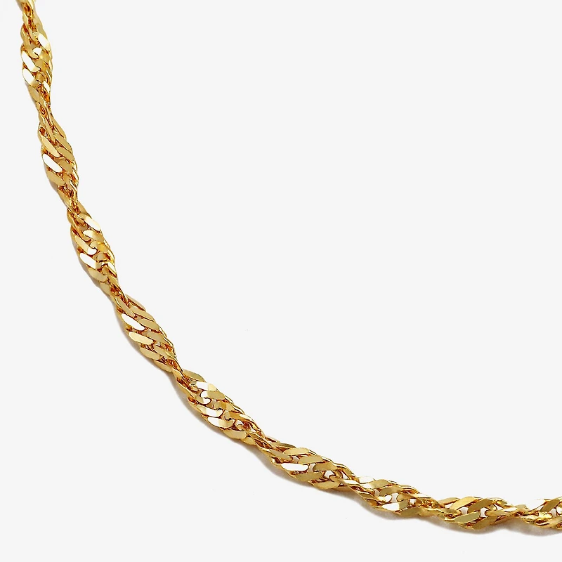 14K Gold 16 - 22 Inch Solid Singapore Chain Necklace