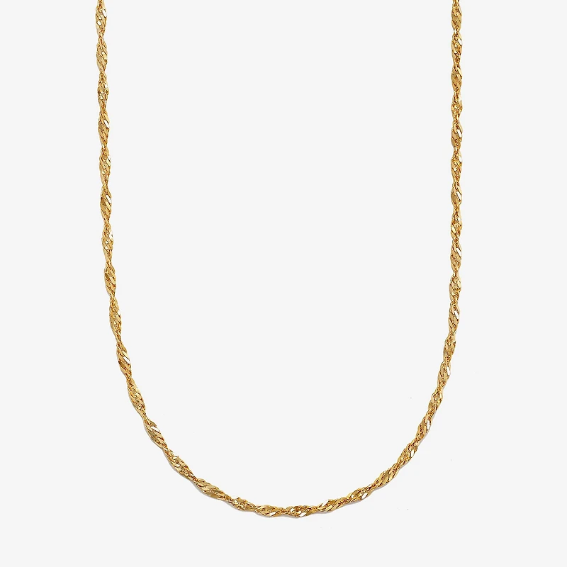 14K Gold 16 - 22 Inch Solid Singapore Chain Necklace
