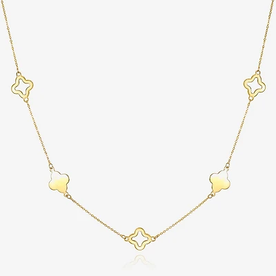 Womens 14K Gold Clover 18 Inch Pendant Necklace