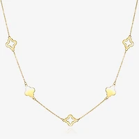 Womens 14K Gold Clover 18 Inch Pendant Necklace