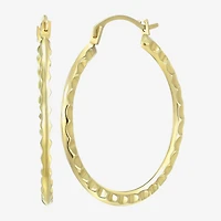 Womens 14K Gold 25mm Round Hoop Earrings