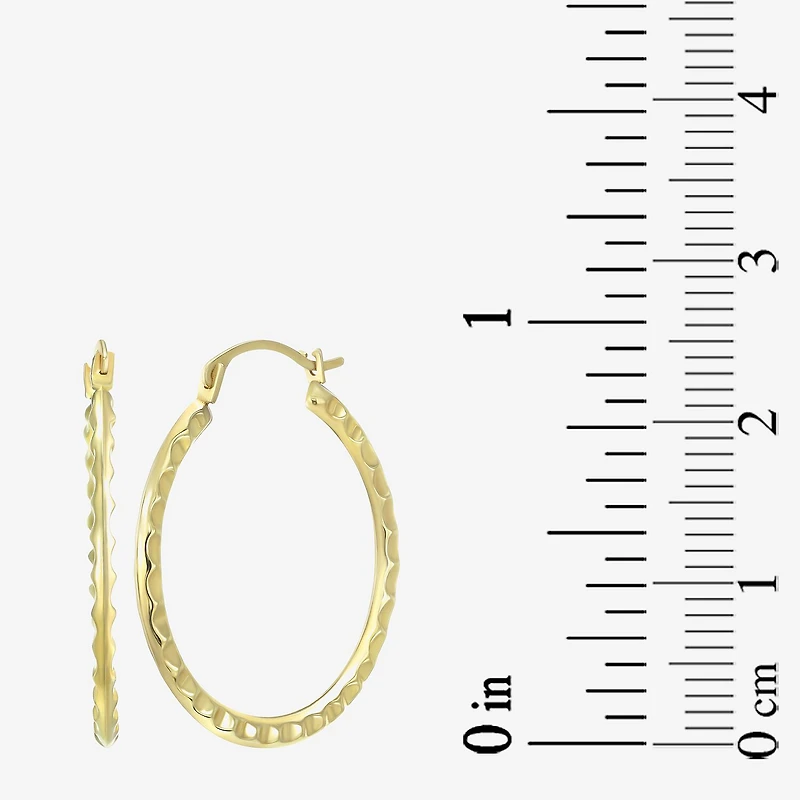 Womens 14K Gold 25mm Round Hoop Earrings