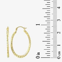 Womens 14K Gold 25mm Round Hoop Earrings
