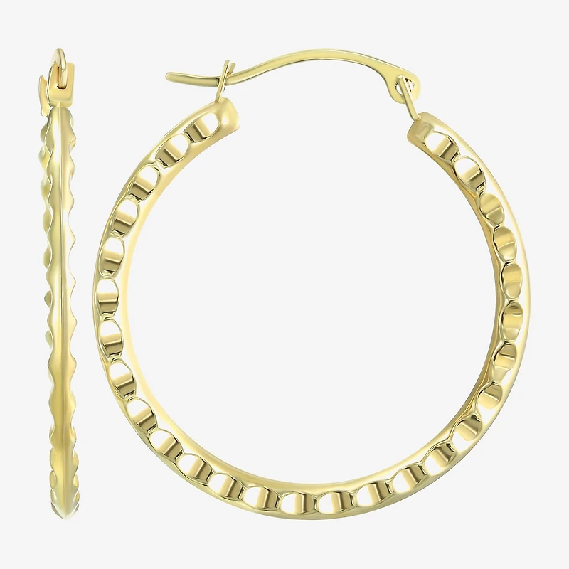 Womens 14K Gold 25mm Round Hoop Earrings
