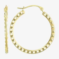 Womens 14K Gold 25mm Round Hoop Earrings