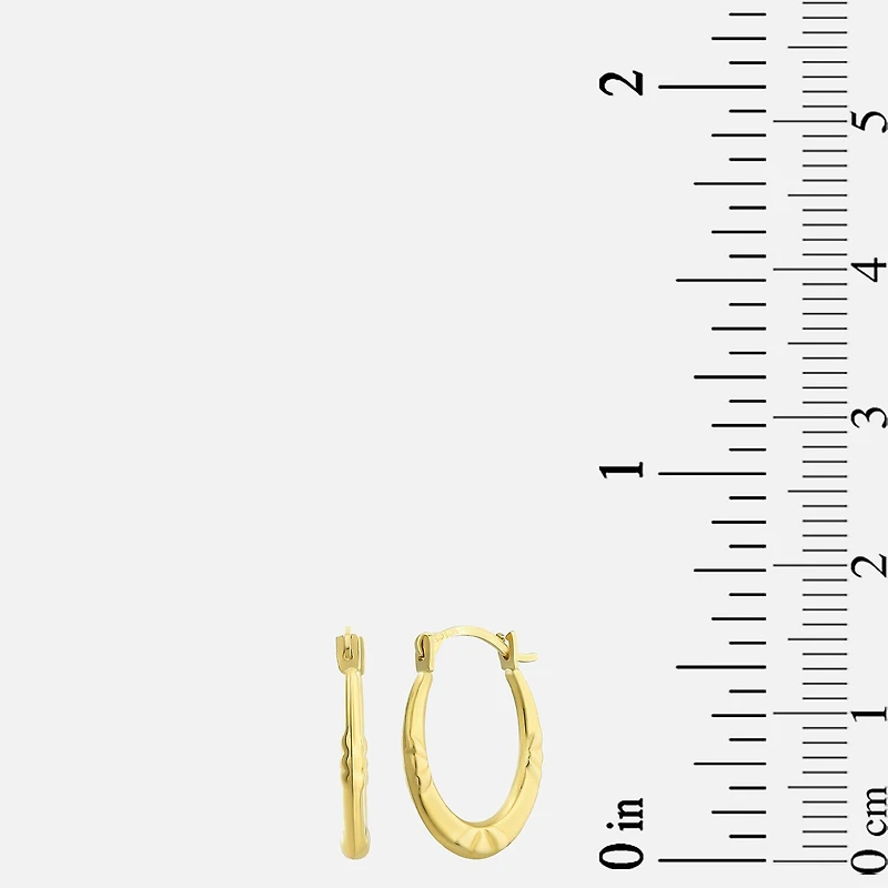 Womens 10K Gold 14mm Oval Hoop Earrings