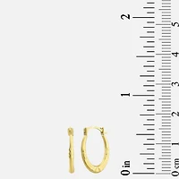 Womens 10K Gold 14mm Oval Hoop Earrings