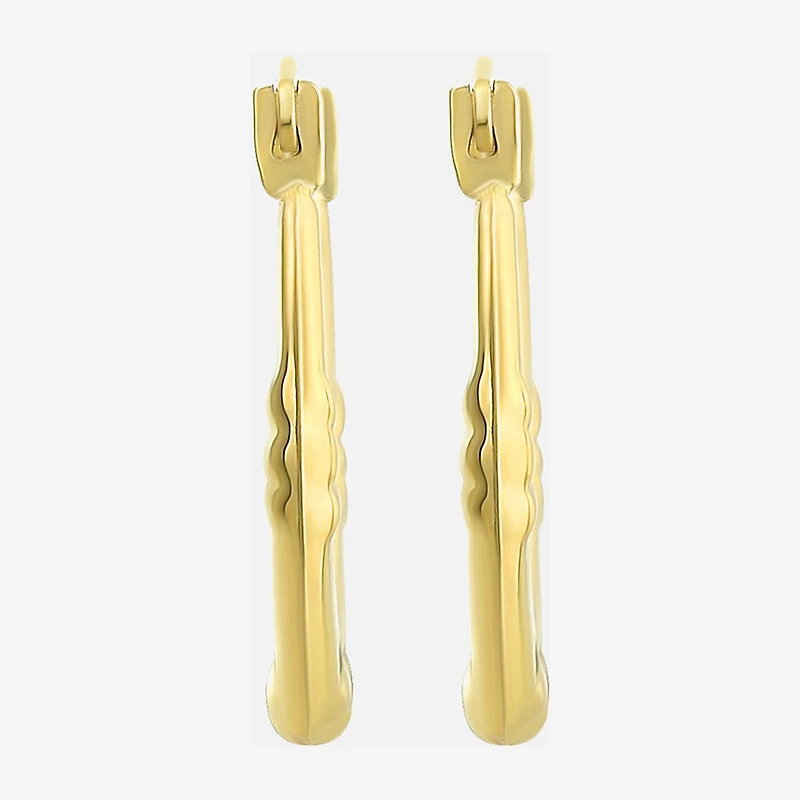 Womens 10K Gold 14mm Oval Hoop Earrings