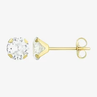 Cubic Zirconia 14K Gold 4mm Round Stud Earrings