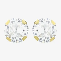 Cubic Zirconia 14K Gold 4mm Round Stud Earrings