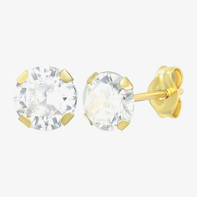 Cubic Zirconia 14K Gold 5mm Round Stud Earrings