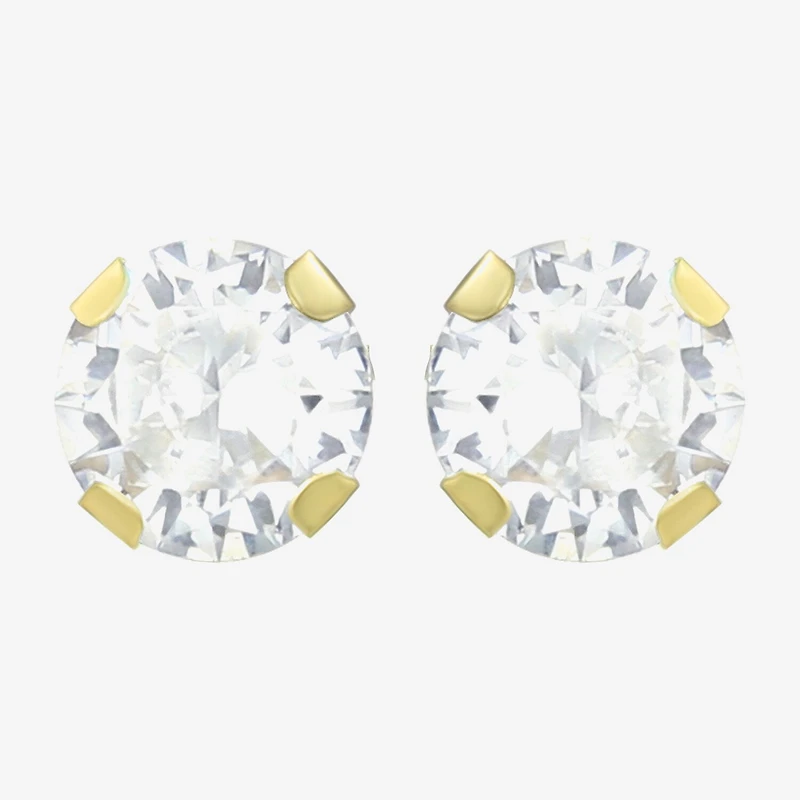 Cubic Zirconia 14K Gold 5mm Round Stud Earrings