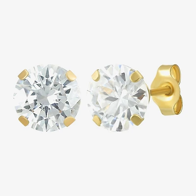 Cubic Zirconia 14K Gold 6mm Round Stud Earrings