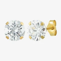 Cubic Zirconia 14K Gold 6mm Round Stud Earrings