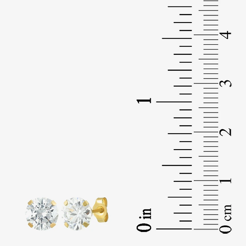 Cubic Zirconia 14K Gold 6mm Round Stud Earrings
