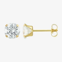 Cubic Zirconia 14K Gold 6mm Round Stud Earrings