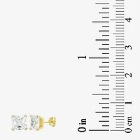 Cubic Zirconia 14K Gold 5mm Square Stud Earrings