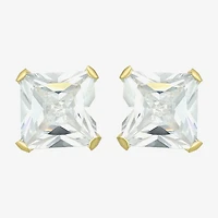 Cubic Zirconia 14K Gold 5mm Square Stud Earrings
