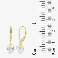 Womens Cubic Zirconia 14K Gold Heart Drop Earrings