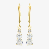 Womens Cubic Zirconia 14K Gold Round Drop Earrings