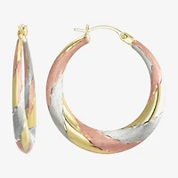 Womens 14K Tri-Color Gold 25mm Round Hoop Earrings