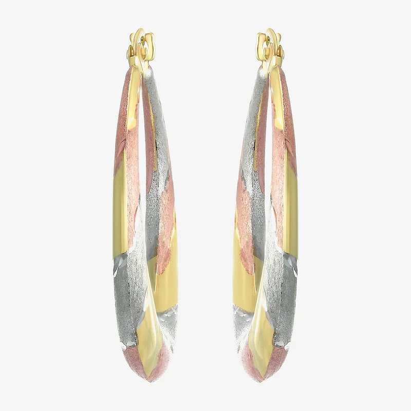 Womens 14K Tri-Color Gold 25mm Round Hoop Earrings