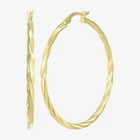 Womens 24K Gold Over Silver 40.8mm Round Hoop Earrings