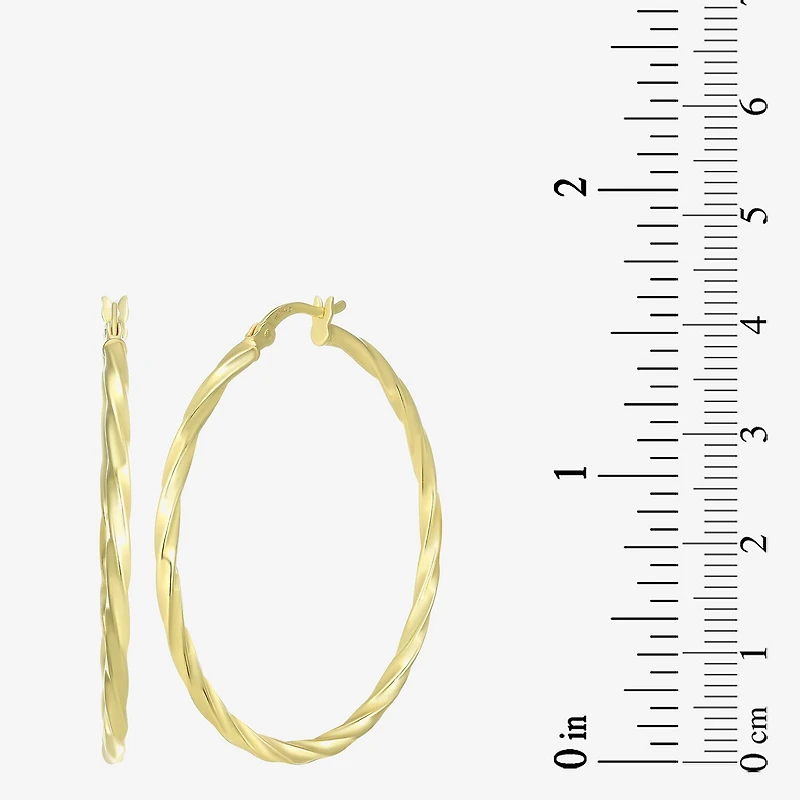 Womens 24K Gold Over Silver 40.8mm Round Hoop Earrings