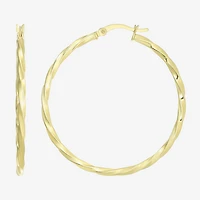 Womens 24K Gold Over Silver 40.8mm Round Hoop Earrings