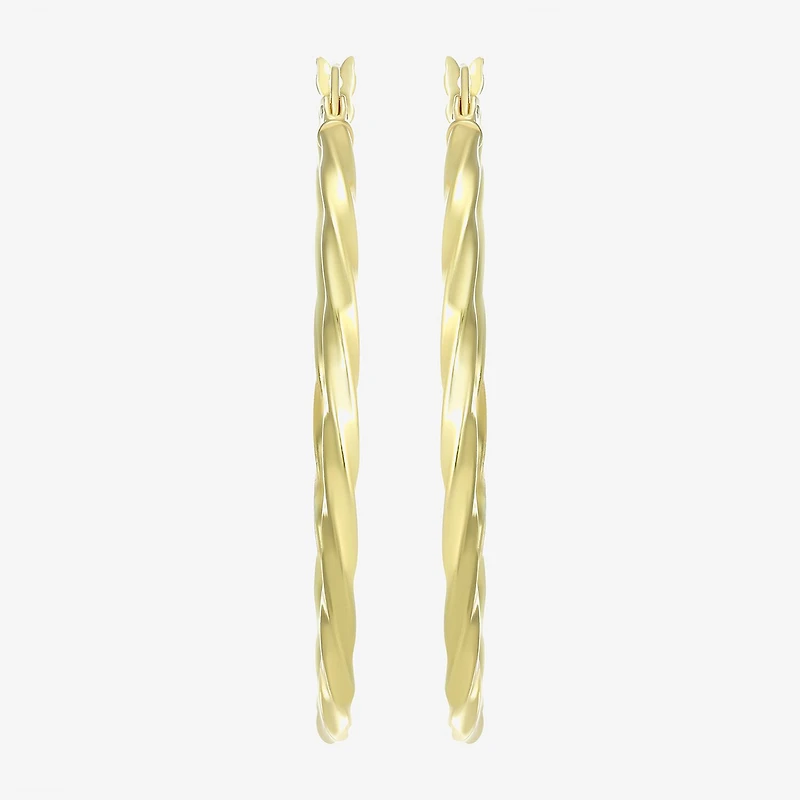 Womens 24K Gold Over Silver 40.8mm Round Hoop Earrings